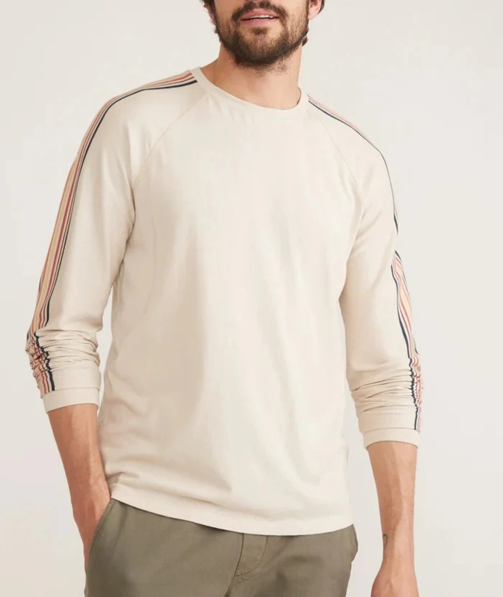 Marine Layer Cream Long Sleeve Stripe Tee/9759